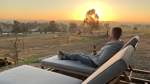 Sunset at Belisi farmstay in Wagga