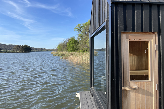 A floating sauna on Lake Burley Griffin