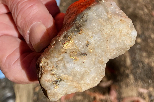 A chunk of quartz with gold in it