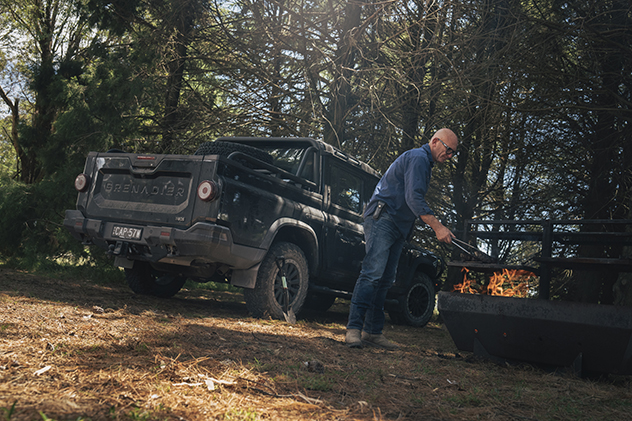 Celebrity chef Matt Moran cooking over a fire