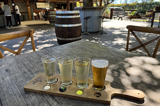 Drinks on a paddle at a pub