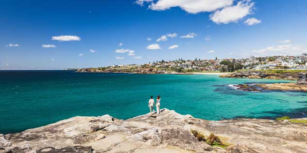 Couple enjoying the coastal view, Tamarama