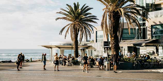 People enjoying the alfresco dining along The Esplanade near South Cronulla Beach, Cronulla