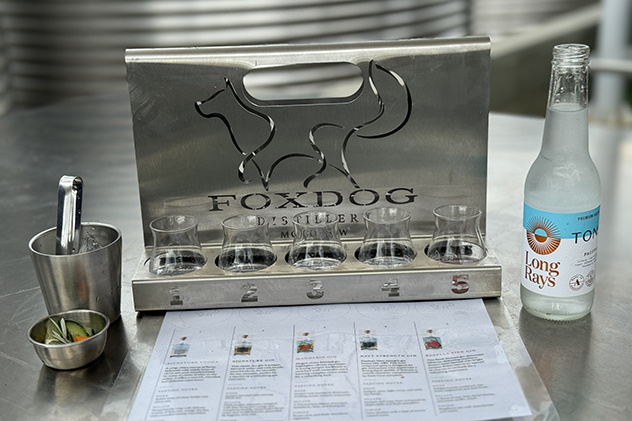 Gin tasting pallet at Foxdog Distillery