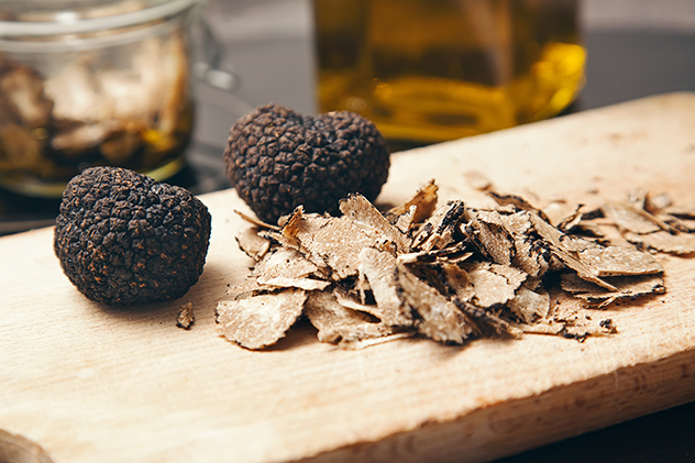 Truffles on a chopping board