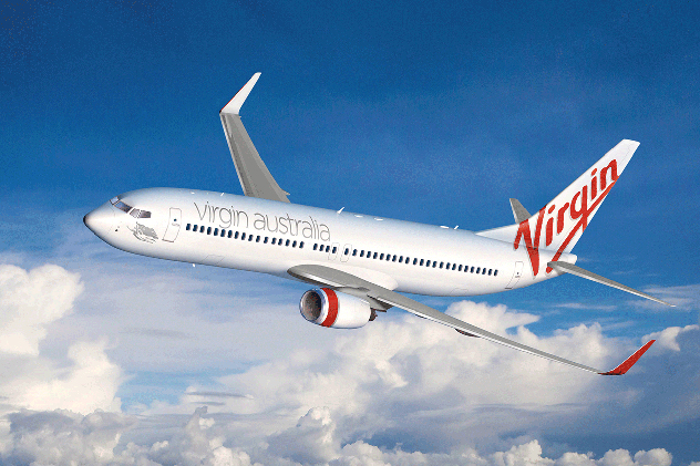 A Virgin aeroplane in the sky