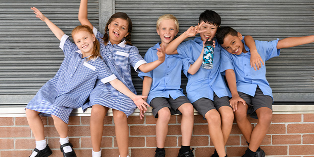 Kids in school uniforms