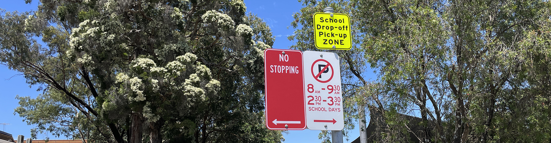 Parking sign in school zone