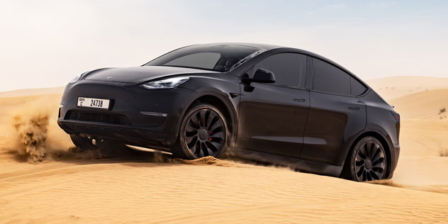 A black 2023 Tesla Model Y