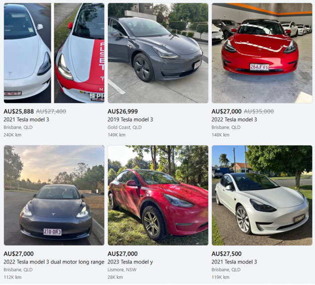 Secondhand Tesla for sale on Facebook Marketplace