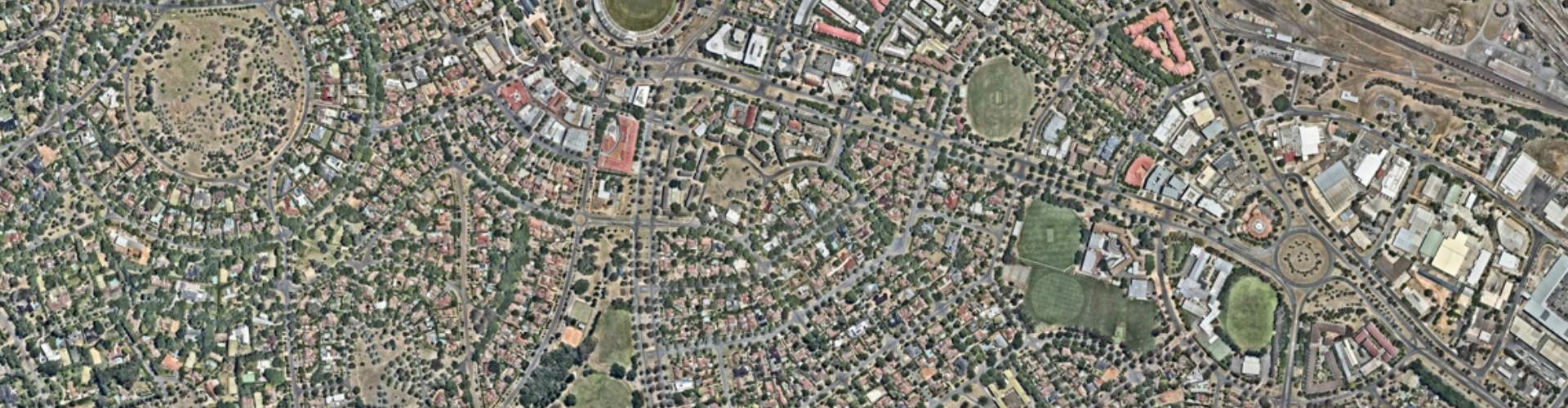 Ariel view of a portion of the Australian Capital Territory and its roads.