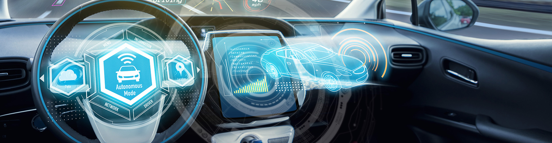 Heads up display in self driving car