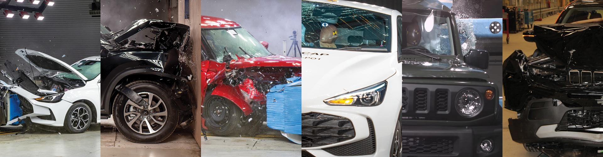 Collage of cars in ANCAP crash testing