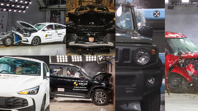 Collage of cars in ANCAP crash testing