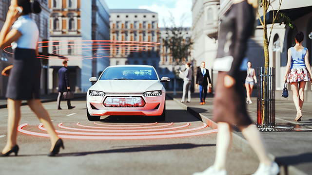 Autonomous vehicle on the road 