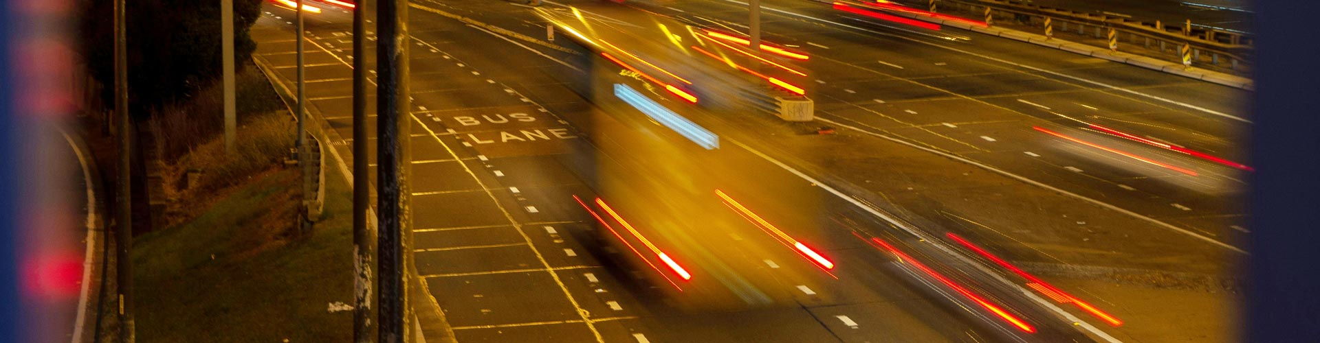 Long exposure of bus lane at night