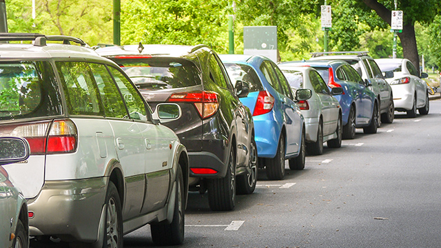 Cars parked on an urban street in Melbourne Australia