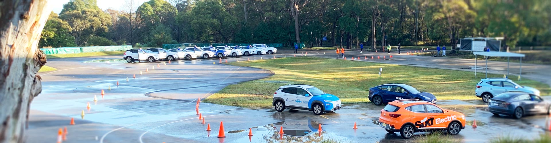 EVs driving around a track at Kuring-gai, Sydney NSW