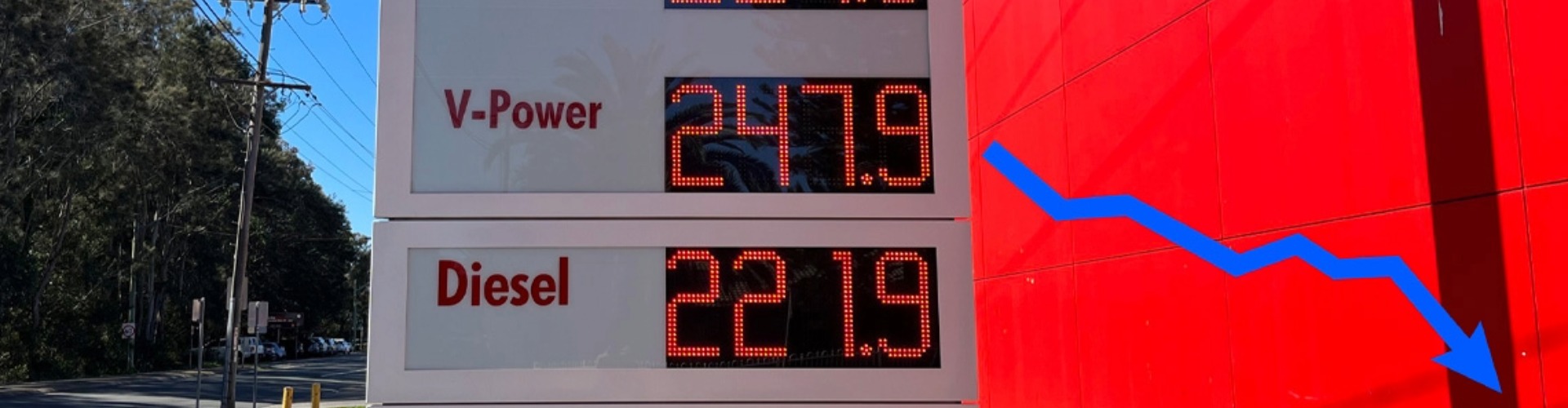 A petrol station sign showing prices
