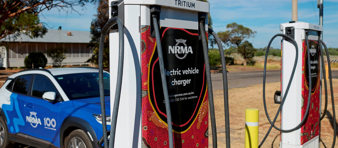 NRMA EV charger in a remote outback location NRMA EV charger in a remote outback location
