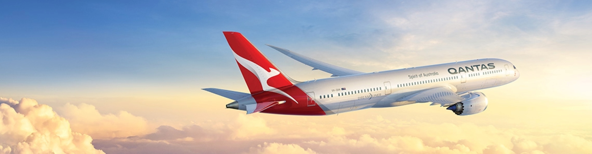 A Qantas jet in the sky