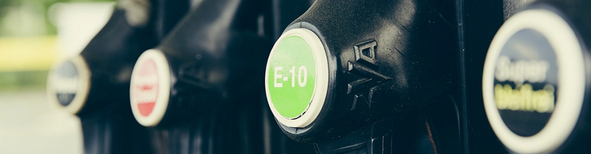 A row of petrol pumps in a bowser