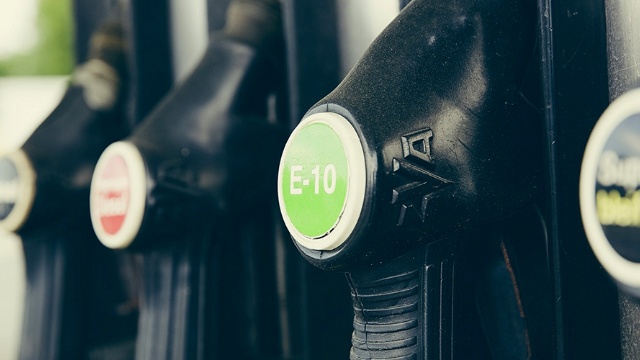 A row of petrol pumps in a bowser