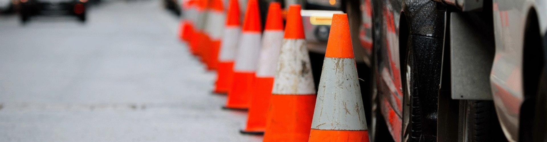 Traffic cones on a roadside