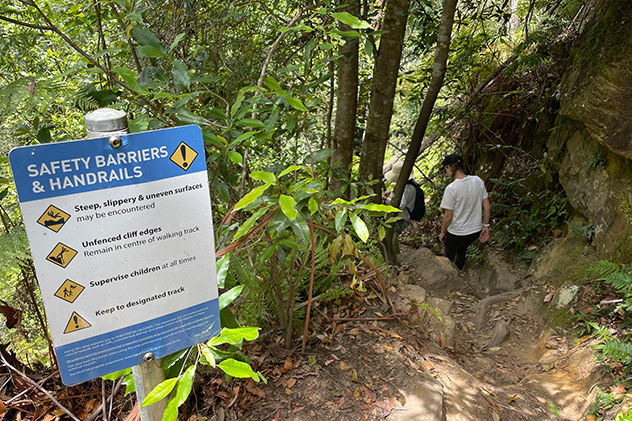 Steep trail leading down to Junction Falls in the Blue Mountains.