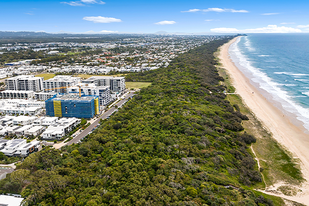 Drone shot of Bokarina Beach, Queensland