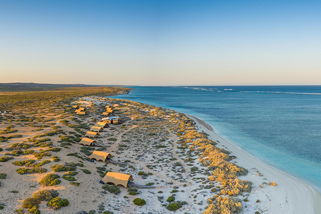 Aerial shot of Sal Salis on Ningaloo Reef, WA