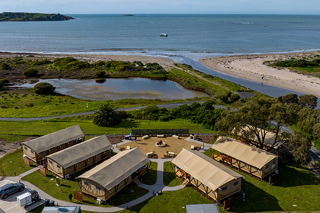 Luxury safari tents at the NRMA's holiday park in Victor Harbor, SA