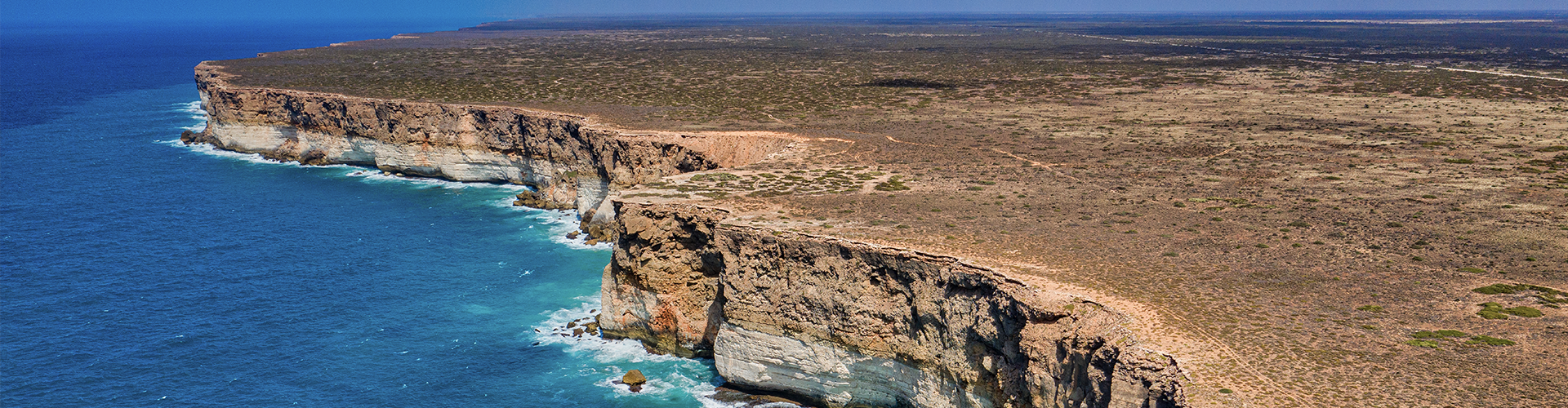 Aerial view of the Bunda Cliffs - Nullarbor Plains, Great Australian Bight Marine Park