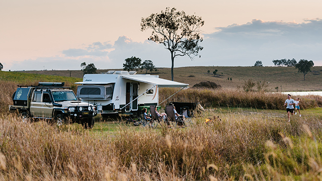 Family camping together outdoors