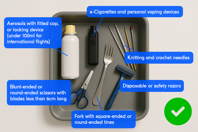 AI generated infographic of some items allowed in airline carry-on baggage