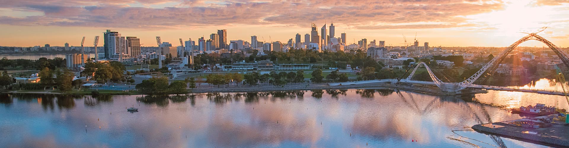 Matagarup Bridge Perth at sunset