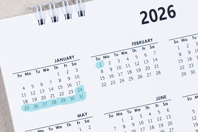 Calendar marking potential leave in January 2026