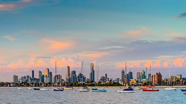 Melbourne CBD skyline viewed across the water