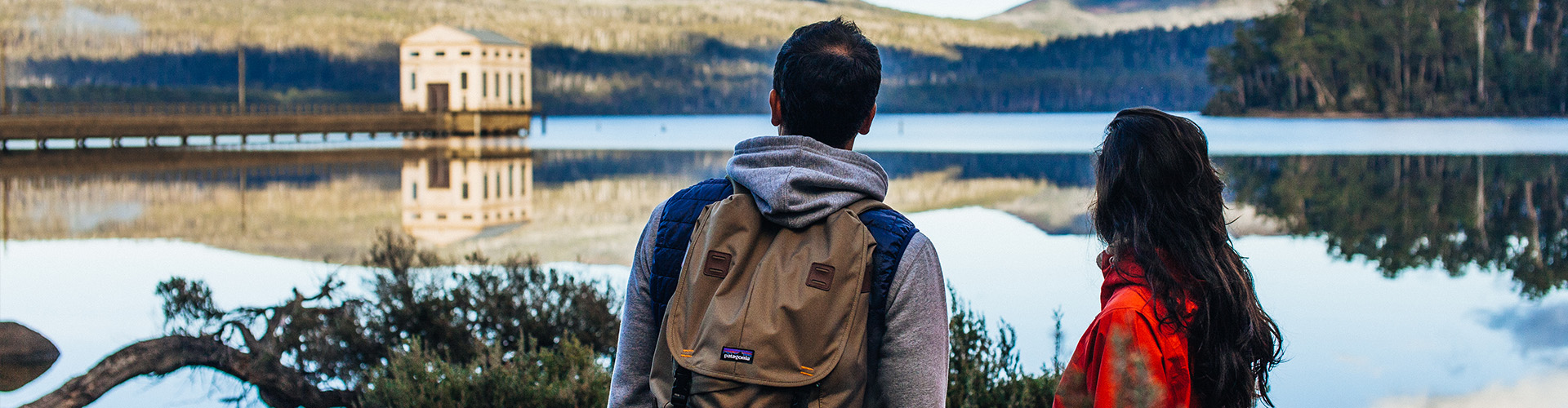 A couple looking at Pumphouse Point