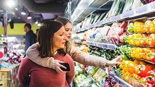 Woolworths grocery shop mum and daughter