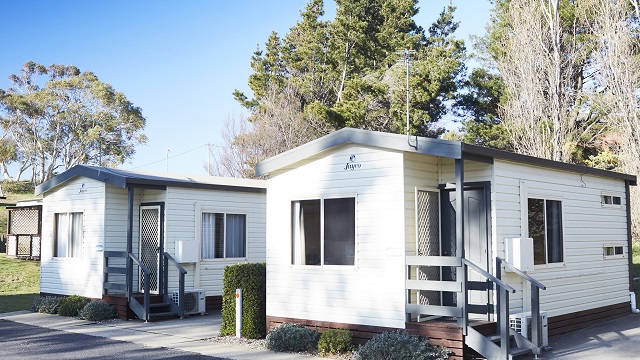 Kosi Deluxe Cabin Exterior Jindabyne Holiday Park NRMA Holiday Parks and Resorts NSW