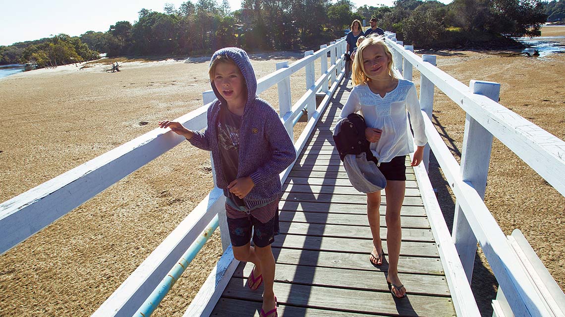 Children on pier Hat Head Holiday Park NSW my nrma local guides