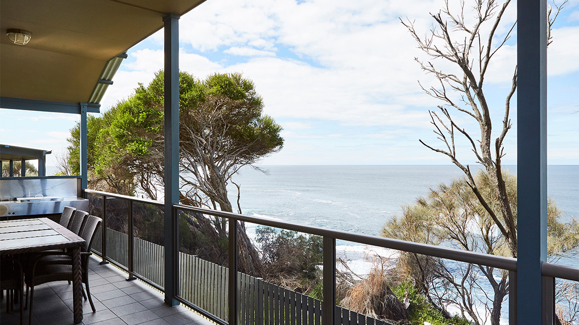Porch View Cliff Top Ocean Condo Merimbula Holiday Park NRMA Holiday Parks and Resorts NSW