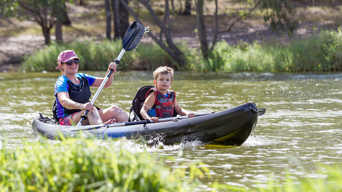 Kayaking Lake Somserset Holiday Park NRMA Parks and Resorts QLD