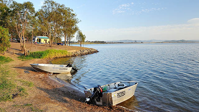 Boats on lake Lake Somerset Holiday Park QLD my nrma local guides
