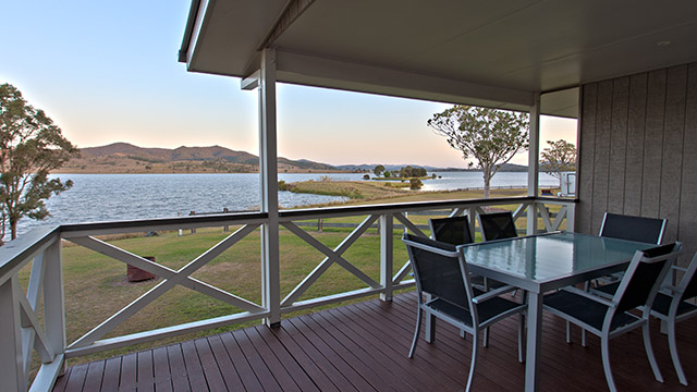 Porch by lakeside Lake Somerset Holiday Park QLD my nrma local guides