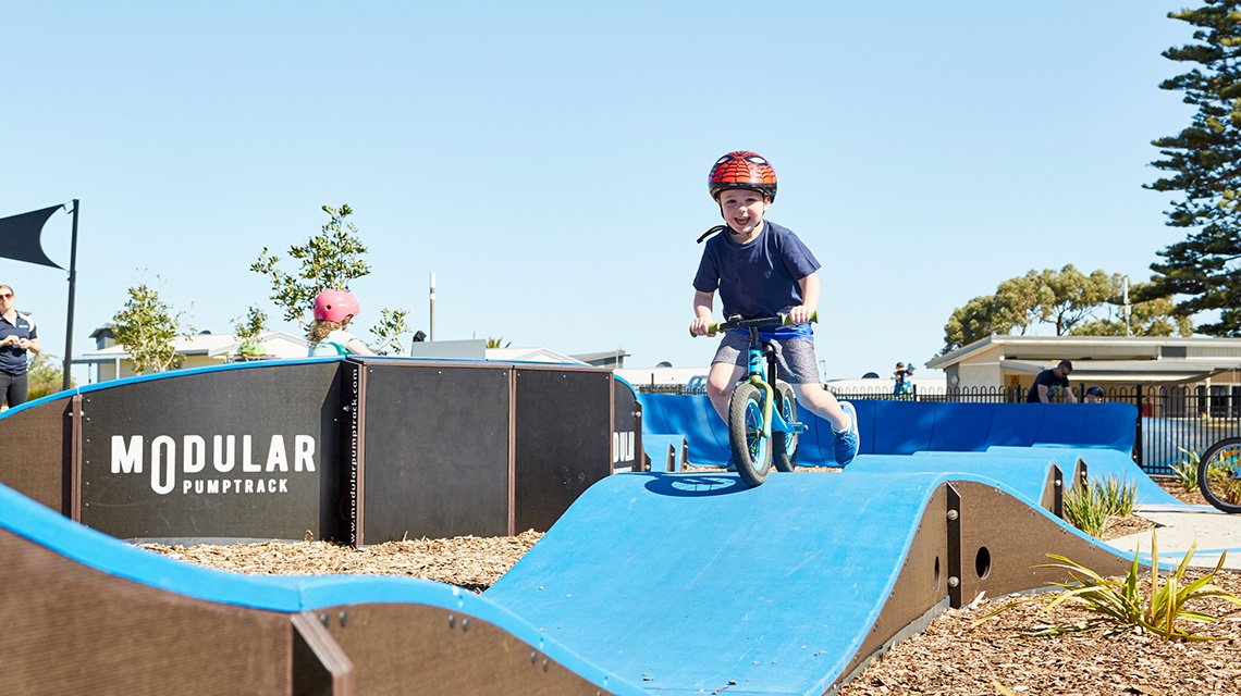 Kid on Track Victor Harbour Beachfront Holiday Park NRMA Parks and Resorts SA 
