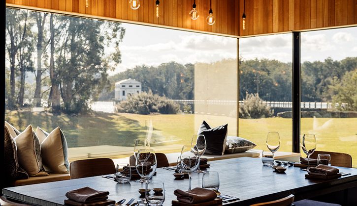 Dining with a view at Tasmania's Pumphouse Point hotel