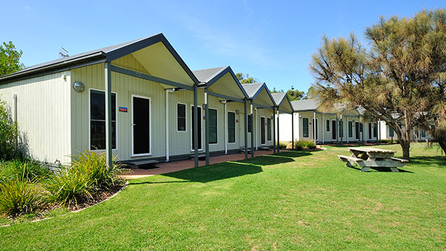 external view cabin Port Campbell Holiday Park Victoria my nrma local guides