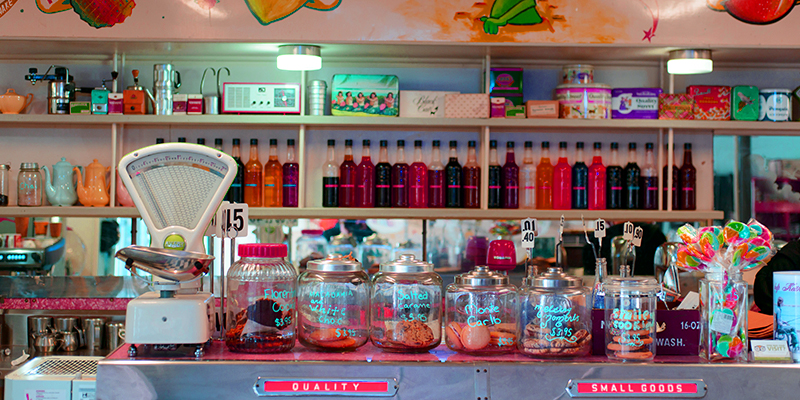 1950s decor inside Bells Milk Bar Broken Hill Photo credit Destination NSW 1950s decor inside Bells Milk Bar Broken Hill Photo credit Destination NSW